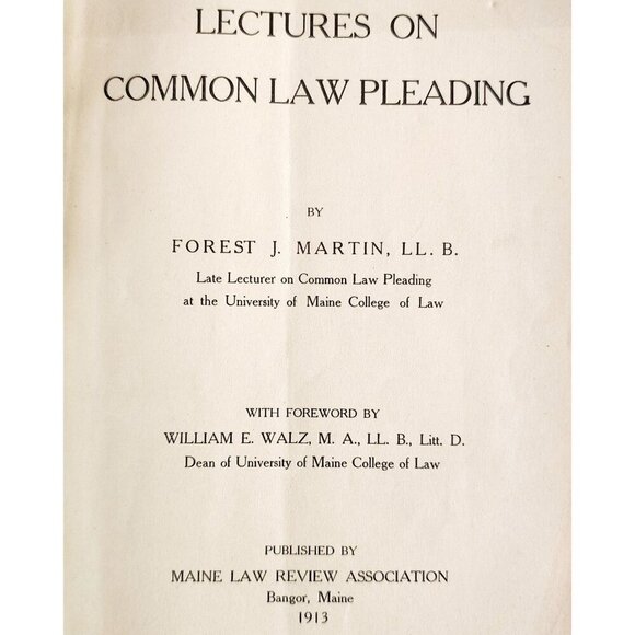 1913 Martin's Common Law Pleading 1st Edition University Of Maine Law Review E17 - Picture 3 of 4